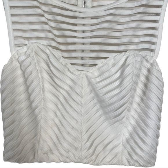 Niki Biki White Sheer‎ Striped Cropped Top - Picture 4 of 6